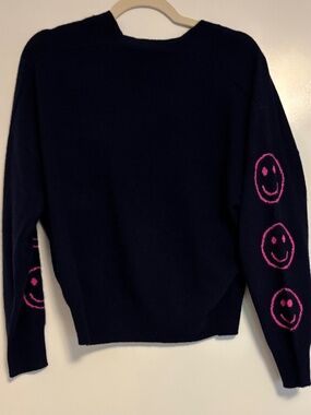 Aqua navy and pink cashmere sweater
